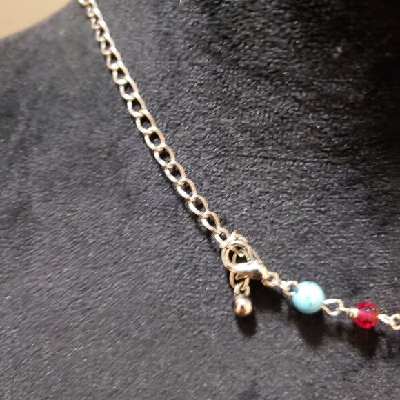 Womens Multicolor Multiple Beaded Turquoise Coral Pendant Necklace with Lobster - Picture 3 of 6